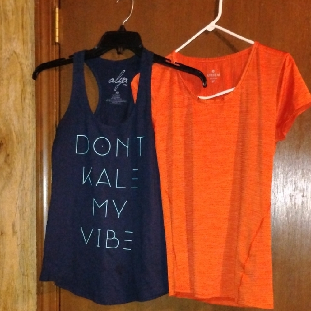 2#Athletic Lightweight Drifit Athleta Red Ribbed Top#FREE TANK